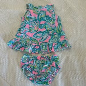 Lilly Pulitzer Pink Tropical Ruffle Top with Bloomers